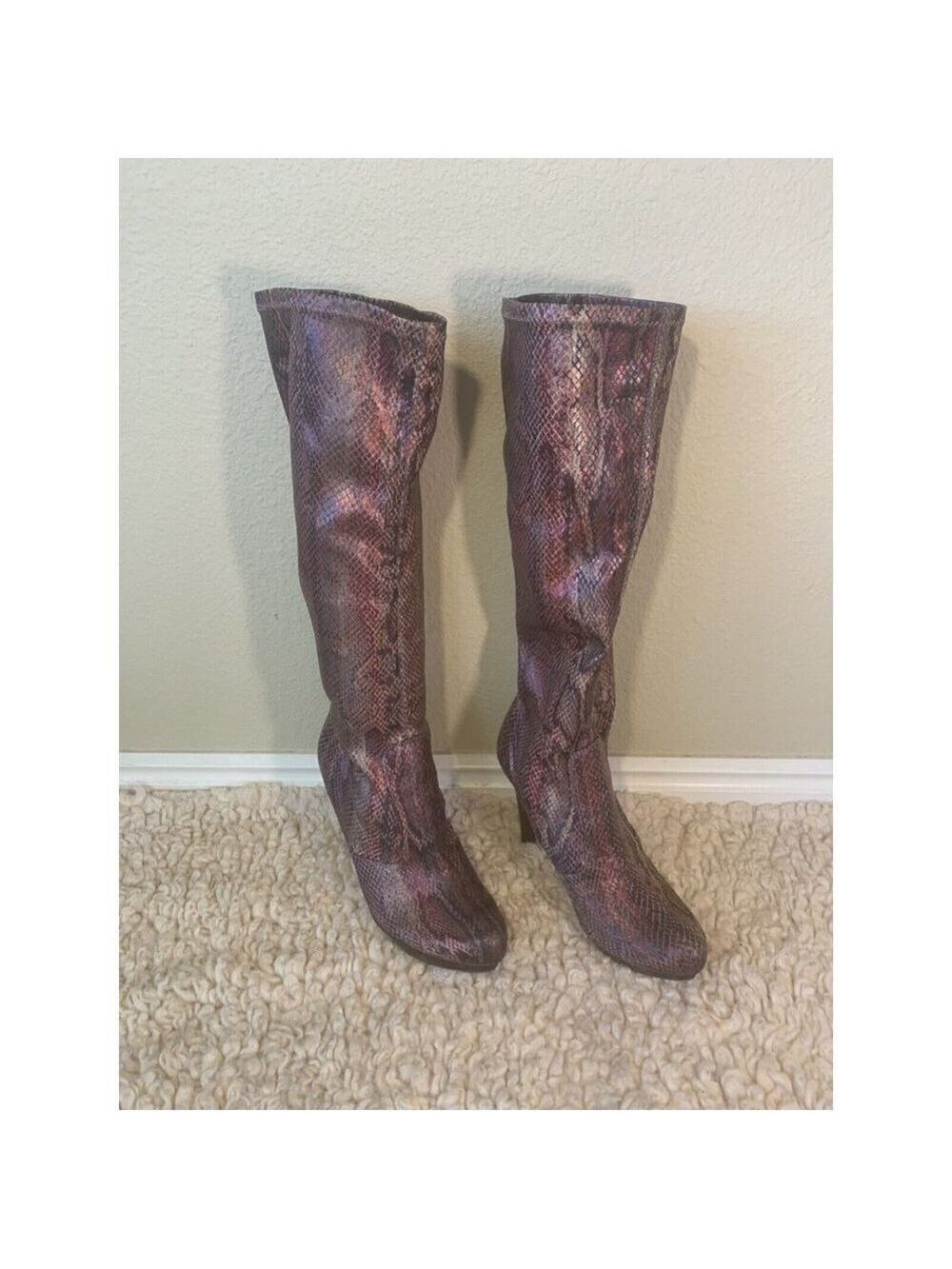 CARLOS Santana Challenge snakeskin Knee High Boots Size 6.5